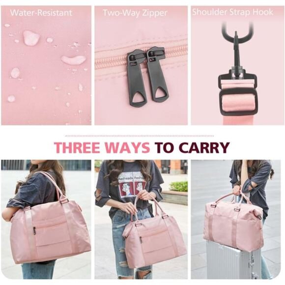 Travel Duffle Bag, Waterproof Weekender Bag Carry On Tote Bags Travel Essentials - Picture 6 of 8